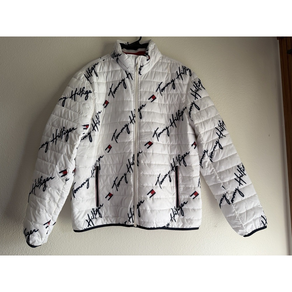 TOMMY HILFIGER Mens Puffer Jacket Insulated Coat Sz XL White NWT - Picture 2 of 12